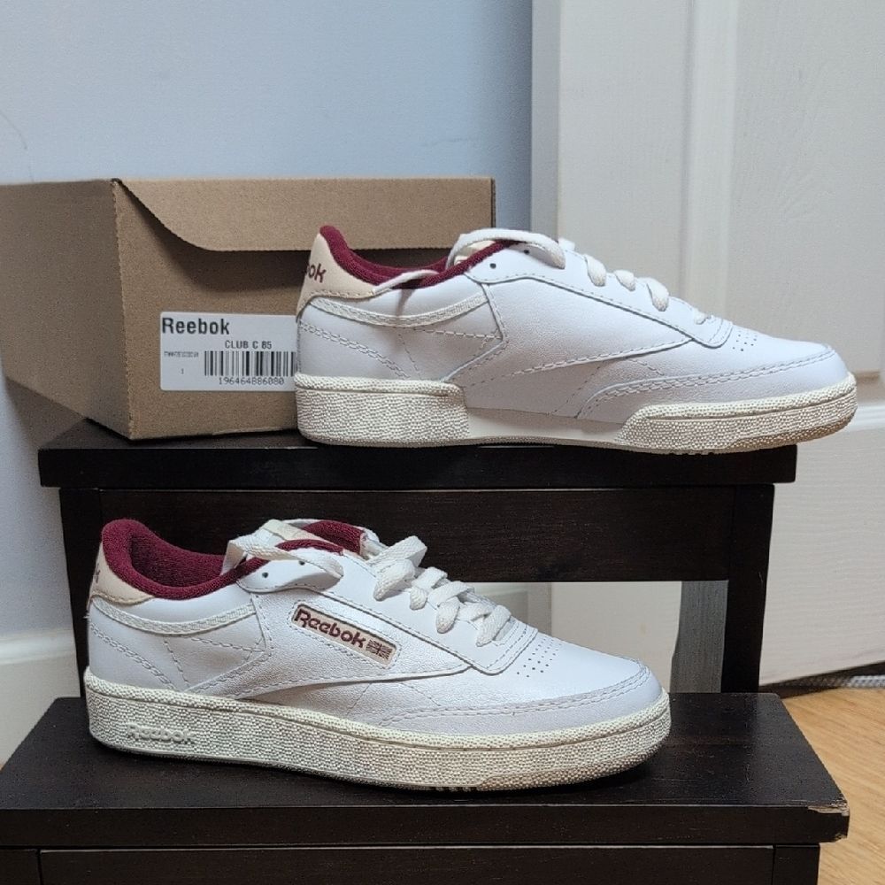 Reebok Club C 85 Classic White/Chalk/Maroon Union Jack Men's 8; Women's 9.5. NEW
